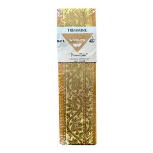 Vintage Wrights Gold Lame Floral Brocade Trim 1 Yard Deadstock 1960s 70s R418